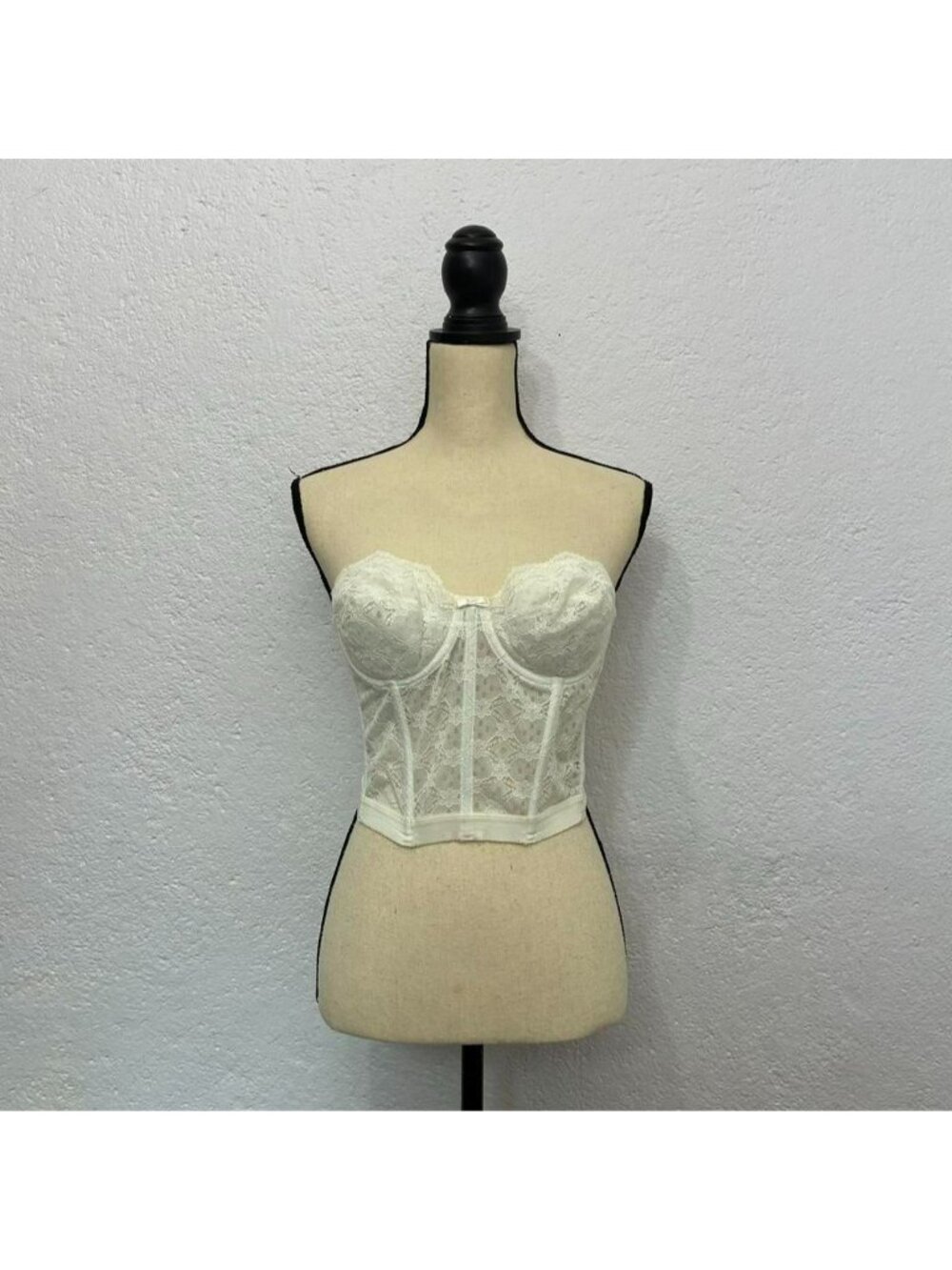 Vintage bridal lace bustier corset bra top Size 36b